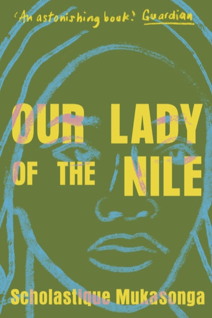 Book cover of 'Our Lady of the Nile' with a stylized face and text on a green background