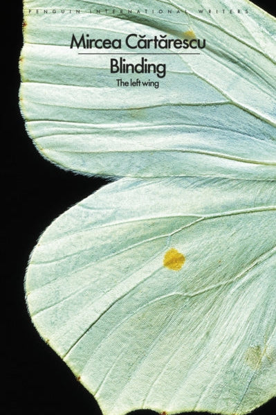 Book cover of 'Blinding' by Mircea Cartarescu with a leaf design.