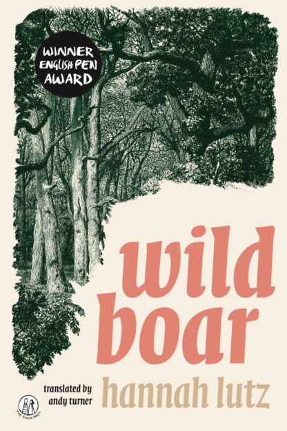 Book cover of 'Wild Boar' by Hannah Lutz with a forest illustration and award text.