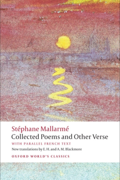 Book cover of 'Collected Poems and Other Verse' by Stéphane Mallarmé with a stylized sun and wavy line design.