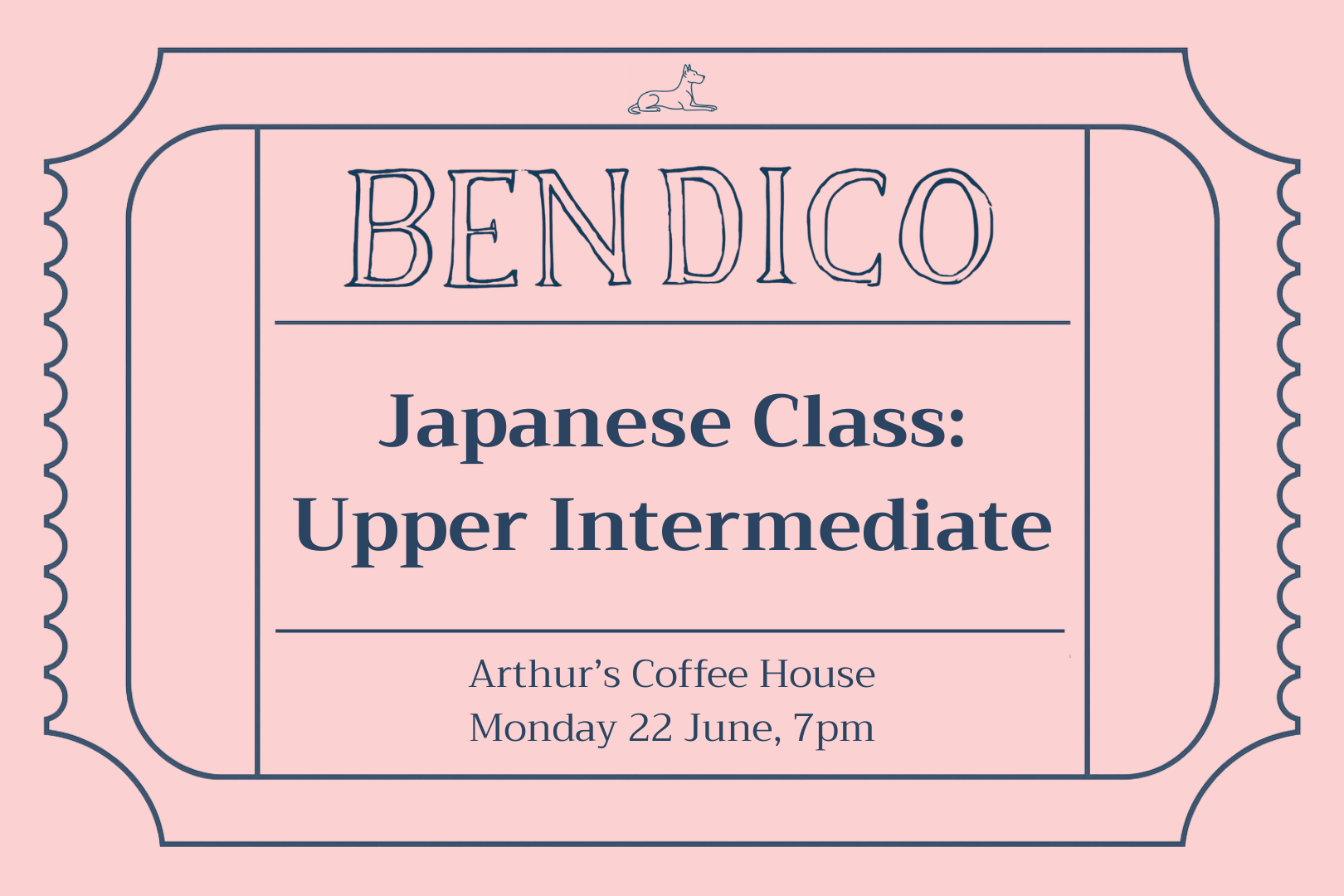 Promotional poster for Bendico Japanese Class on a pink background