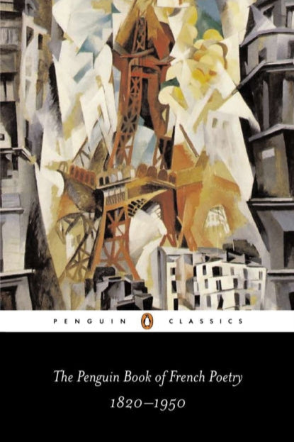 Book cover of 'The Penguin Book of French Poetry 1820-1950' with abstract art design.