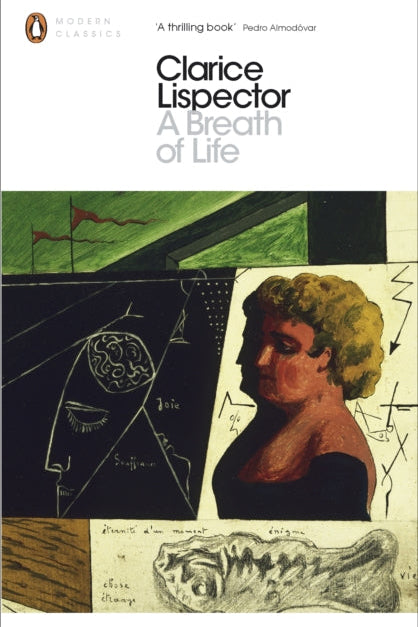 Book cover of 'A Breath of Life' by Clarice Lispector with artistic illustrations.