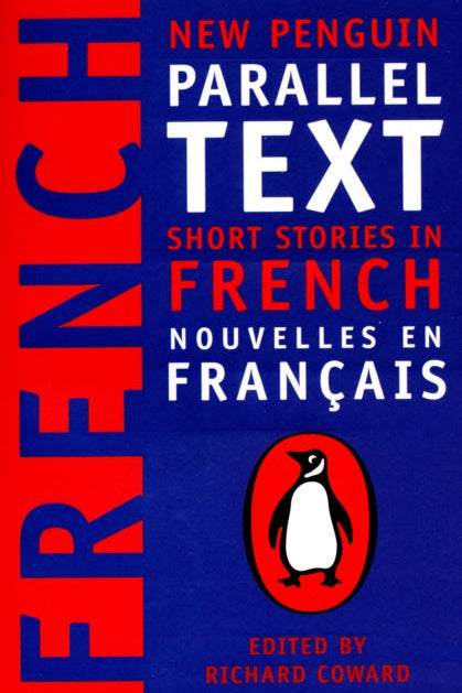 Book cover of 'New Penguin Parallel Text: Short Stories in French' with a red and blue design and Penguin logo.