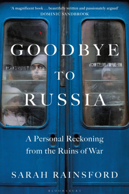 Book cover of 'Goodbye to Russia' with a blue background and reflections.