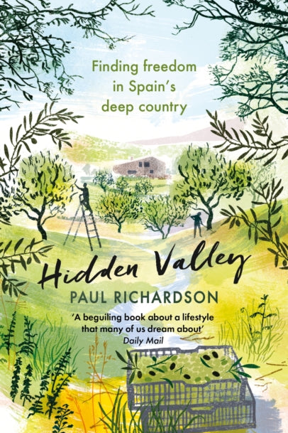 Book cover of 'Hidden Valley' by Paul Richardson with a rural landscape illustration.