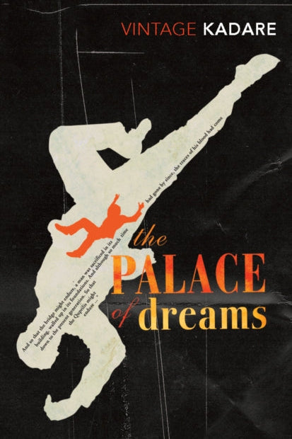 Book cover of 'The Palace of Dreams' by Kadare with abstract figures on a dark background