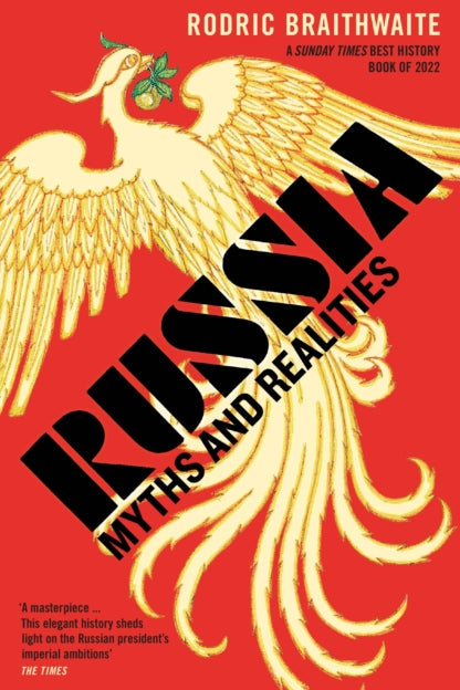 Book cover of 'Russia: Myths and Realities' with a gold phoenix on a red background