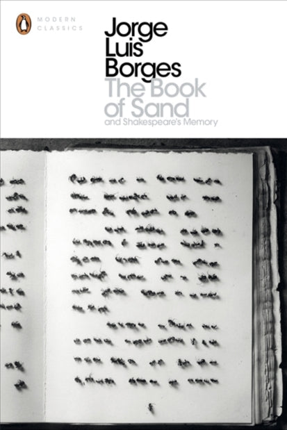 Book cover of 'The Book of Sand' by Jorge Luis Borges with an open book illustration.