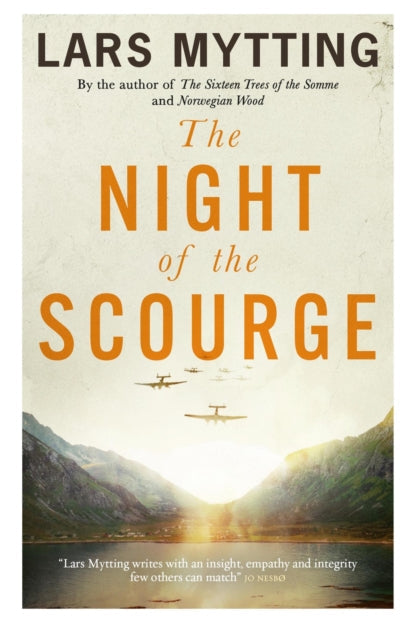 Book cover of 'The Night of the Scourge' by Lars Mytting with a scenic background.
