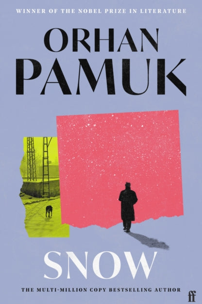 Book cover of 'Snow' by Orhan Pamuk with a silhouette of a person and geometric shapes.