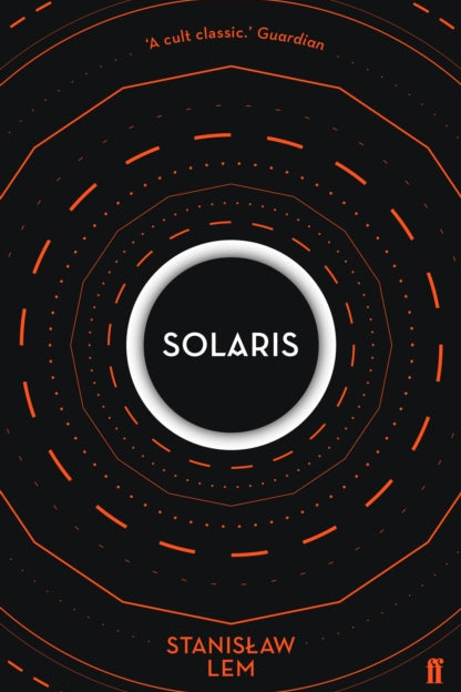 Book cover of 'Solaris' by Stanislaw Lem with concentric circles design on a black background.