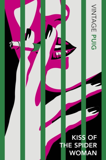 Book cover of 'Kiss of the Spider Woman' by Vintage Puig with stylized illustration of a woman's face.