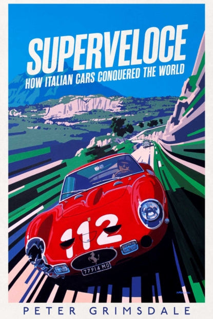 Book cover of 'Superveloce' with a red car on a mountain road.