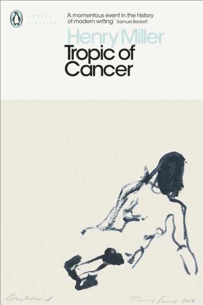 Book cover of 'Tropic of Cancer' by Henry Miller with a minimalist design and text.